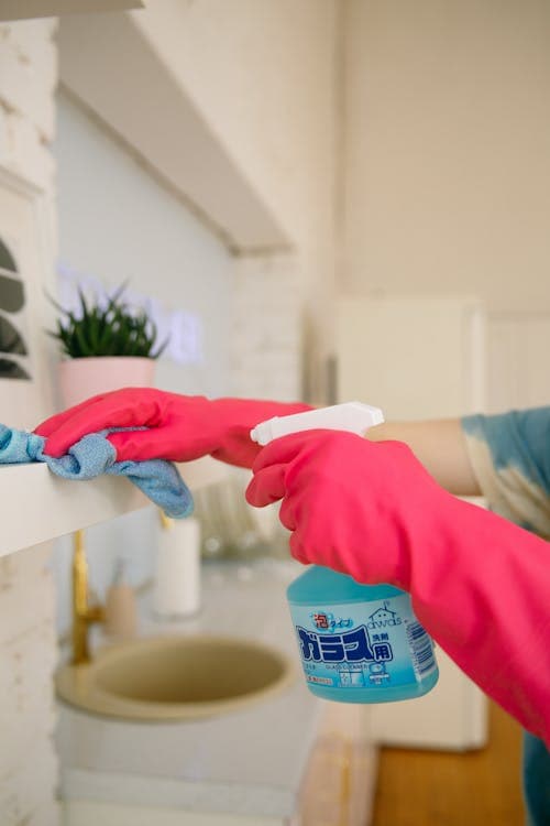 Professional deep cleaning and disinfecting a room in a Paphos villa