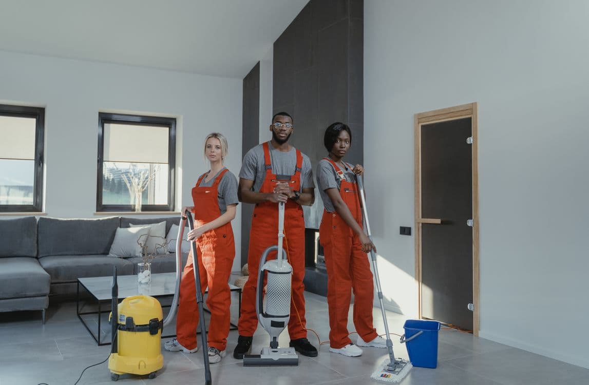 Spotless professional cleaning team members providing regular weekly house cleaning in Paphos